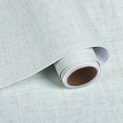VaryPaper Papier Peint en Tissu Lin Bleu et Or 40cmx200cm Papier Peint Adhesif Decoratif Rouleau Adhesif pour Meuble Papier Peint Adhesif Mural Salon Papier Peint Chambre Moderne Rouleau Vinyle