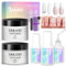 Saviland Dipping Powder Nails Set:【Clear&Weiß】Dipping Powder Nails für Nagel Reparatur,Nagelkleber Nagelfeile Nagelbrush für Nagel Reparatur Set,Schnelltrocknend Nagelkleber Dipping Powder Starterset