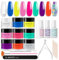 Aokitec Dip Nail Kit - Vibrant Series 8 Colours with Build Powder, Dip Base Activator, Top Coat for French Manicure