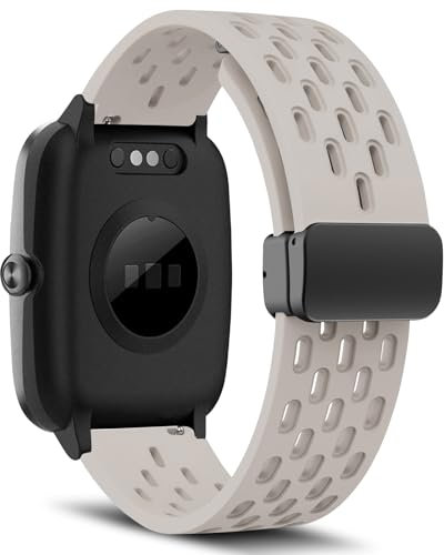 MaEiol 19mm Silikon Armband Kompatibel mit Veryfitpro ID205L ID205 ID205S ID205G, Weiches Sport Ersatzarmband Magnetverschluss Uhrenarmbänder, Atmungsaktive Armbänder für ID215G ID216 - Starlight