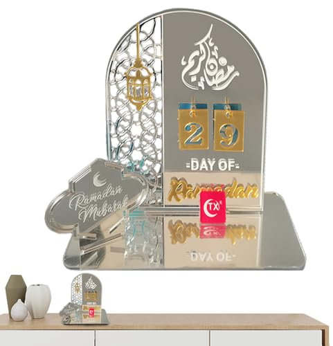 weiting Rama-dan Kalender, Eid Mu-Barak Kalender, Rama-dan Dekoration Aus Acryl, Eid Mu-Barak Adventskalender, Rama-dan Dekorationen Countdown-Kalender Für Zuhause