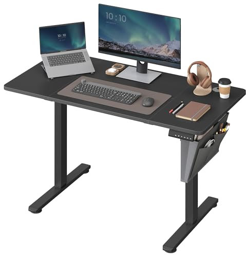 SONGMICS Höhenverstellbarer Schreibtisch elektrisch, 120 x 60 cm, Verstellbarer Tisch, Memory-Funktion für 4 Höhen, für Büro, tintenschwarz LSD132B01