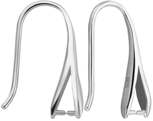 Beebeecraft 1 Scatola 2 Paia Fili per Orecchie Ganci per Orecchini Placcati In Rodio 925 Ganci per Orecchini In Argento Sterling Da 18.5 mm con Ganci A Pizzico per Creazione di Gioielli Fai Da Te