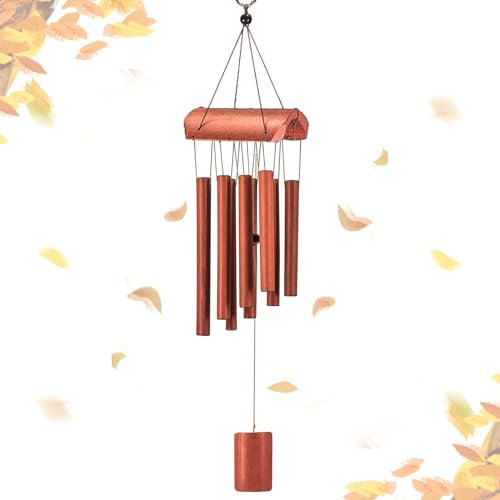 QMAHA Bambou Carillon a Vent Exterieur, 8 Tubes Carillon Éolien en Bambou, Décoration Suspendu Vent Carillon, Carillon à Vent Extérieur Intérieur, Carillons avec Son Relaxant pour Jardin Cour Balcon