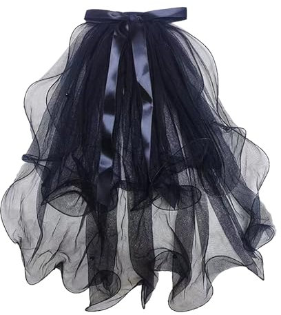UEPOA Schleier Braut Schwarz Brautschleier Hochzeit Tüll Schleier Crimpen Schleier, Hochzeitsschleier mit Clip Schleife für Hochzeit, Junggesellenabschied 60cm-80cm
