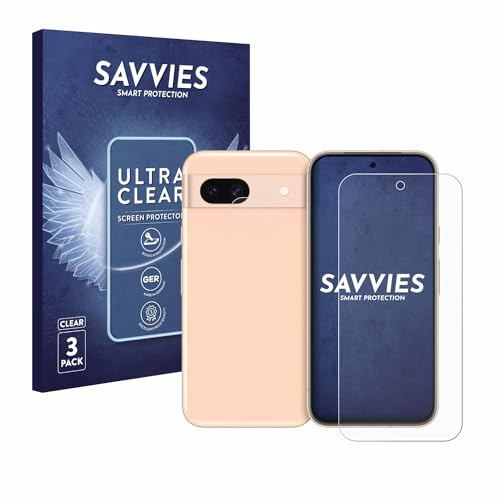 Savvies Schutzfolie für Google Pixel 8a | (Display+Kamera) 6 Stück Transparenter Displayschutz Made in Germany Ultra-Klar Displayschutz-Folie