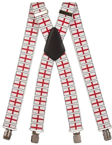 Olata Hosenträger extra starken mit 4 Clips X-Form, Gedruckt Design - 4cm. England