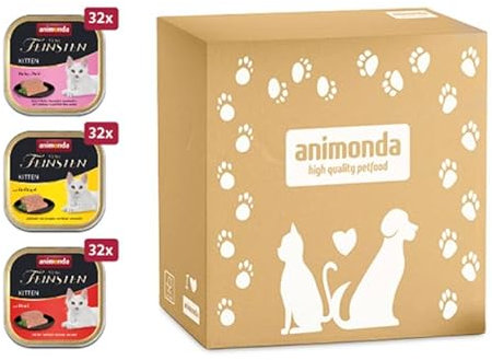 animonda vom Feinsten Kitten Katzenfutter nass XXL Mixpaket (3 x 32 x 100g), Kitten getreidefreies Katzen Nassfutter ohne Zucker und Getreide, mit frischen fleischigen Zutaten