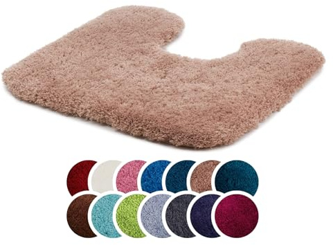 liebling Badteppich mit Ausschnitt 50x45cm, rutschfest, Sand, Superior | 100% Polyester (Mikrofaser), Weiche Badmatte 50 x 45, Badvorleger, Anti-Rutsch, Fußbodenheizung geeignet, Waschbar 30 Grad