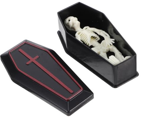 FUNOMOCYA Halloween Mini Sarg Mit Skelett Kleine Sargbox Aus Kunststoff Gruselige Party-dekoration Streich-accessoire Für Unterhaltung