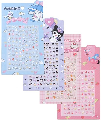 Roffatide Anime Nagel Aufkleber Aufkleber 4 Blätter 3D Selbstklebende DIY Nail Art Dekoration Set Nettes Design Maniküre Nägel Dekoration Zubehör für Frauen Mädchen