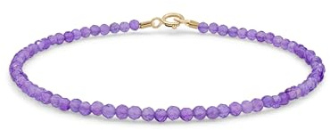 Amethyst Armband 585 Gold Edelstein Natürlich Vollgold Armkette 14 Karat Lila Neu Monatsstein Februar Federring Naturstein Gold-Schmuck