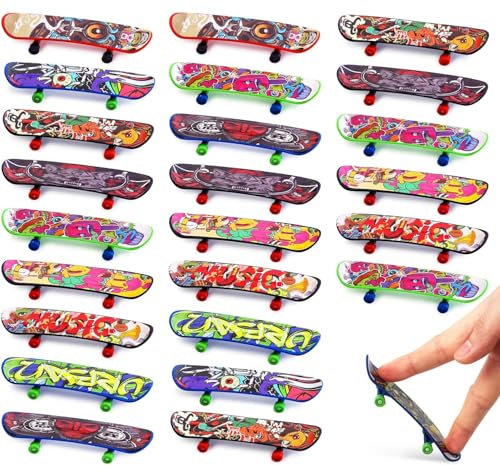24 Stück Mini Finger Skateboards, Mini Fingerboard Skateboard Kinder Spielzeug, Mini Griffbrett Fingerskateboards Set, Mini Skateboard Spielzeug für Kinder Geburtstag Geschenke, Partytütenfüller