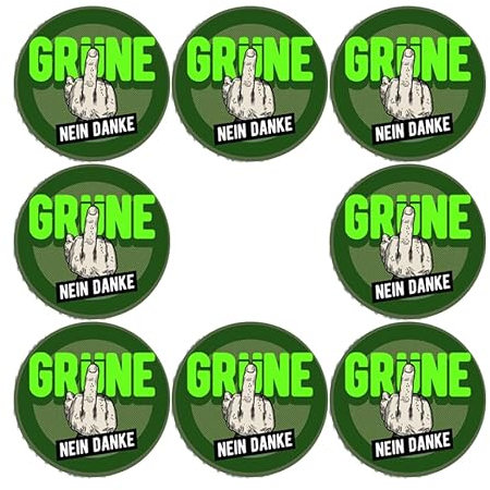 Sammys Shirt Store 8 Stück Einkaufswagen Aufkleber 3cm Durchmesser - Grüne-Nein Danke Finger Neuwahlen
