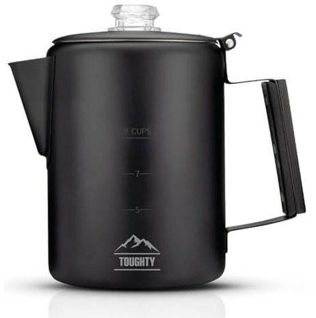 Toughty Yosemite Perkolator Kaffeekanne - Klassischer Kaffee-Perkolator Herd für Camping & Zuhause - Langlebiger Edelstahl - Gas-, Elektro- & Induktionsherde - altmodische Cowboy-Kanne - 9 Tassen