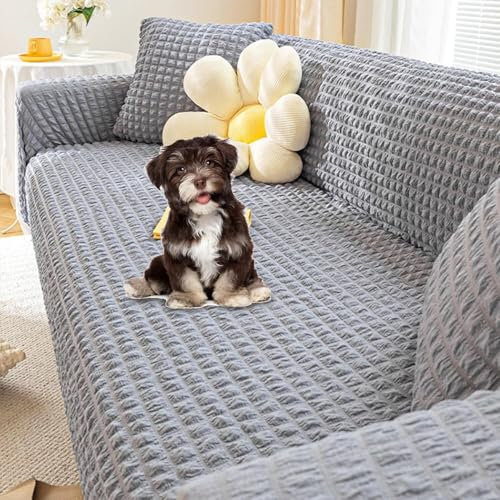Upgraded Couch Covers - Sofabezug aus 3D-Popcorn-Stoff, Stretch-Sofabezug for 3-Kissen-Couch, eleganter Couchbezug for 1–5-Sitzer, kratzfest, universeller Couch-Schonbezug, Loveseat-Bezug(GRAU,2 seat