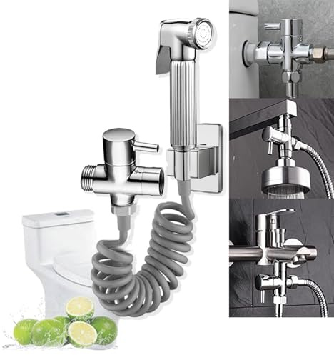 VICTOVA Ducha Higiénica para WC, Grifo de Bidet con Manguera de 1.5m, Núcleo de Latón, Agarre Duradero y Fácil Instalación,Limpieza Efectiva,Ideal para Hogares grifo wc (Kit 3-Vías Inodoro)