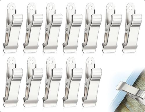 AOYEGIC 12 Piezas de Abrazaderas de Metal,Pinzas de Resorte,Pinzas de cocodrilo,Pinzas para Cortinas,Pinzas para la Ropa,Pinzas pequeñas,Pinzas de Metal,para Fotos,Ropa(níquel Blanco,4 * 1,3 cm)