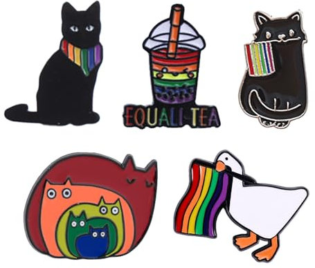 VARKAGE 5 Stück Lgbtq Accessoires Regenbogen Pride Pin, Niedliche Katzen Pins Anstecker für Rucksäcke, Schmuck, Hüte, Jackendekoration Funny Anstecknadel