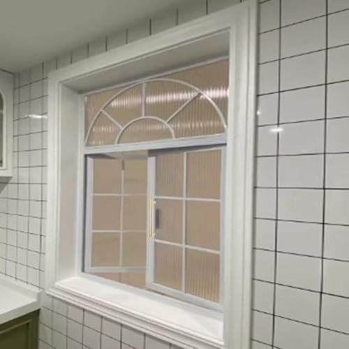 Kellerfenster Lüftungsfenster mit Weißem Rahmen für die Küche, Kellereingelassene Sichtschutzfenster für Schlafzimmer / WC, Verschließbares Querfenster mit Griffen und Schrauben(White,36x52in/91.5x132