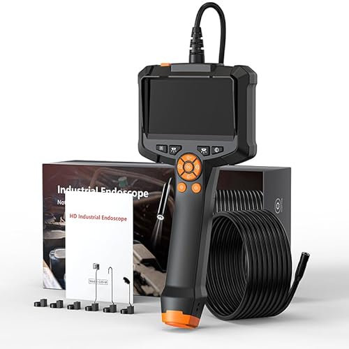 Endoskopkamera mit Licht 15m/50ft, Qimic Endoskop-Kamera Handy 8mm IP67 Inspektionskamera, 4.3 HD Rohrkamera mit 8 LEDs, wasserdichte Kanalkamera für Tools 15m