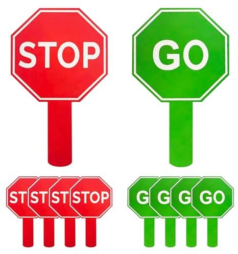 Panneau Stop and Go avec poignées – Lot de 10 panneaux d'avertissement routiers | Pagaie d'avertissement double face étanche avec poignées pour le guidage du stationnement, la gestion de la