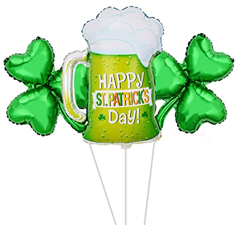 Greabuy Patricks Day Folienballons Kleeblatt Kleeblatt Ballon Weinbecher Luftballons Irish Day Party Supplies