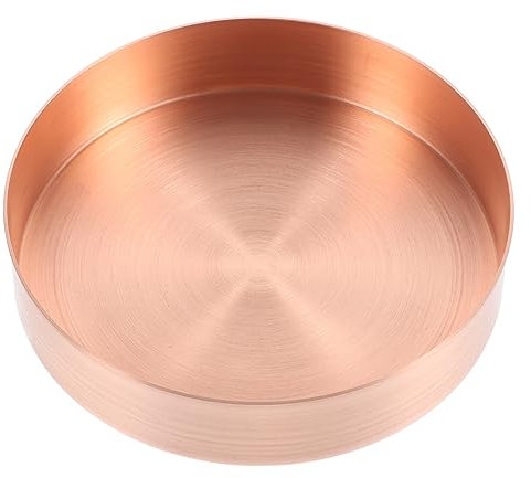 Amosfun Bandeja Decorativa Redonda de Cobre para Almacenamiento de Accesorios y Joyería para Decoración y Organización de Cosméticos