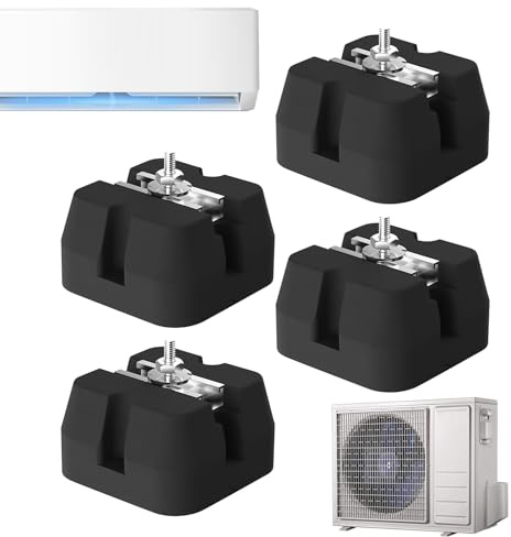 Tapis Pour Unité Extérieure de Climatisation | Support Pour Climatiseurs Sans Conduit,Ensemble de 4 Pièces, avec Supports Anti-Vibration, Capacité de Charge de 500 kg