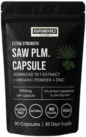 Saw+ Wellness Support Complex – 3300mg Daily Strength | 10:1 Herbal Extract powder + Natural Plant Powder + Zinc | 90 Vegan Capsules | 45-Day Supply | UK Made | No Fillers or Binders Herbal Supplement