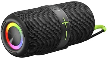 HUO JI Kabelloser Bluetooth Lautsprecher mit 40W TWS – IPX5 wasserdicht & staubdicht, 30 Std. Akkulaufzeit, RGB Beleuchtung, AUX/TF-Kartenslot – Ideal für Garten, Outdoor und Zuhause