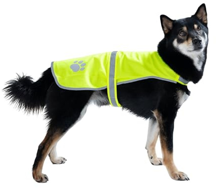 Hund,Leuchtweste Reflektierende Weste Sicherheitsweste Reflektor mit reflektierenden Elementen für Mehr Sicherheit im Dunkeln – Verstellbar & Pflegeleicht mit Klettverschluss (Green, 65cm)