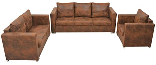 SDWEHBJ Sofagarnitur Einzel-Sofa & 2-Sitzer & 3-Sitzer, Wohnzimmermöbel, Ecksofa mit Rückenlehne und Armlehnen für Kleine Räume, 191x73x82 cm Wildleder-Optik