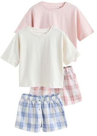NEXT Mädchen Karierte Pyjamas aus Webstoff im 2er-Pack