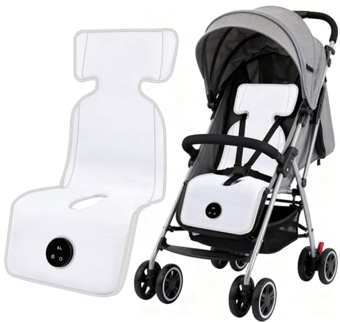 Sendowtek Colchoneta Carro Bebe Verano, Aireada, Universal | Ventilador ajustable integrado. Malla 3D. Transpirable para verano. Ideal para exterior, interior, cuna o silla de auto.