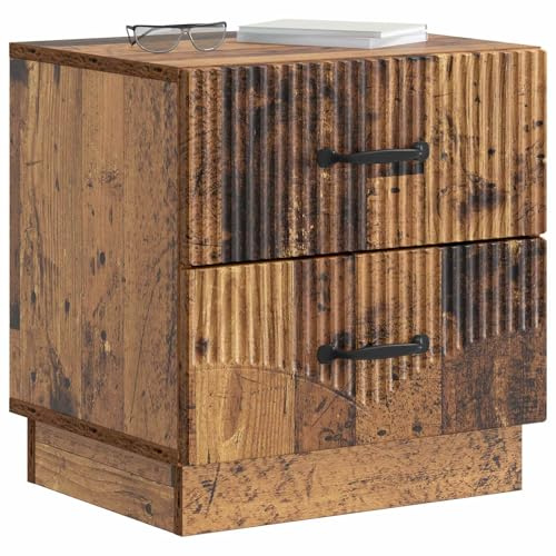 vidaXL Nachttisch Altholz 43 x 34,5 x 44,5 cm Holzwerkstoff, Vintage Nachttisch, rechteckiges Nachtkästchen, praktische Möbel, schicke Aufbewahrungslösungen, Wohnaccessoires