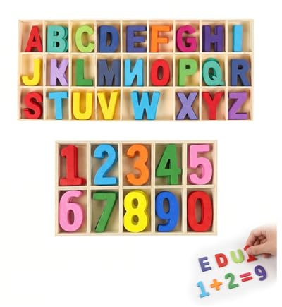 QEQSHQO Holzbuchstaben & Holzzahlen Set 180 Stück, klein bunt, A-Z Alphabet & 0-9 Zahlen im Scrabble Stil für Basteln & Deko