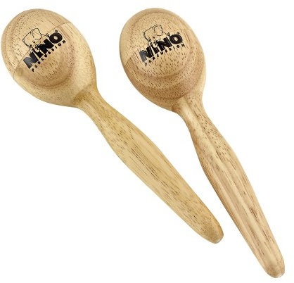 Nino Percussion Wood Egg Maracas - 1 Paar kleine Rasseln für Kinder ab 3 Jahren - Musikinstrument - Siam Eiche, Natur (NINO565)