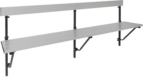 Sypro Wandbank - klappbar, feste Länge 2000 mm - mit Aluminiumauflage - Bank Bank aus Holz Metall Kunststoff Garderobenbank Garderobenbänke Holzbank Mehrzweckbank Mehrzweckbänke Sitzbank Umkleidebank
