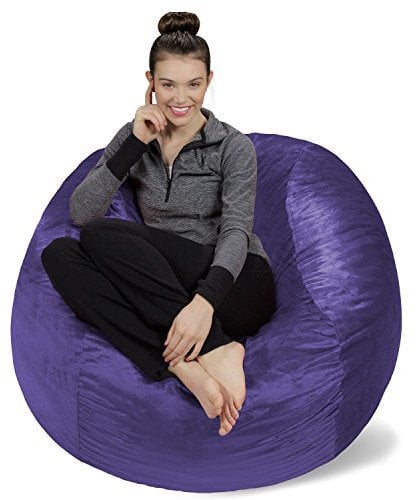 Sofa Sack XL-Das Neue Komforterlebnis Sitzsack mit Memory Schaumstoff Füllung-Perfekt zum Relaxen im Wohnzimmer oder Kinderzimmer-Samtig weicher Velour Bezug in Lila