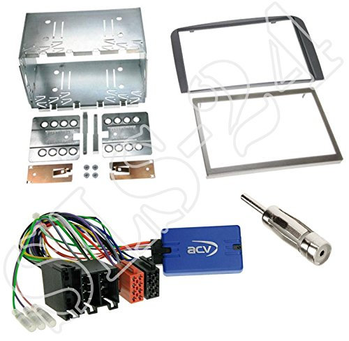 Einbauset : Autoradio Doppel-DIN 2-DIN Blende Radioblende anthrazit + Zenec Lenkradfernbedienungsadapter Interface Radio Adapter + Antennenadapter für Alfa 147 / GT (Typ 937) 12/2004-2010