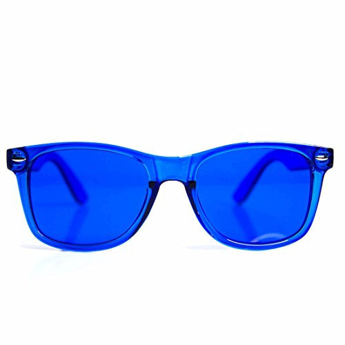 GloFX Blue Color Therapy Glasses – Chakra Glasses Mood Glasses Relax Glasses Light Therapy Glasses Chromatherapy Glasses Chromotherapy Glasses
