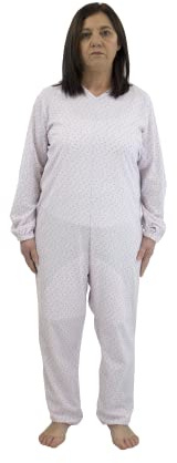 FERRUCCI COMFORT - Grenouillère Sanitaire à Manches Longues avec 3 Fermetures Éclair au Dos et à l’Intérieur des Jambes - Estivale, rose, XXL