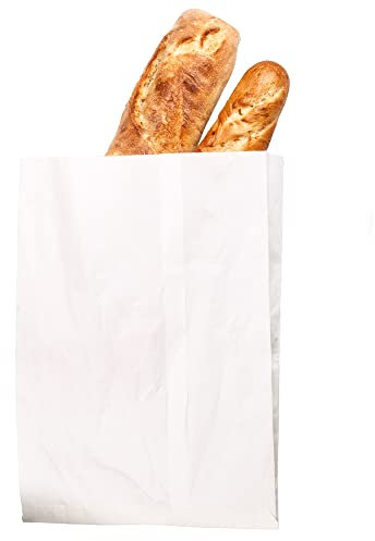 IMBALLAGGI 2000-200 Sacchetti Bianchi in Carta Kraft per Alimenti - 12x24 cm - Ideali per confezionare Pane e Generi Alimentari - Confezione da 200 buste di carta