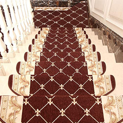 LIVEINU Selbstklebend Stufenmatten Treppen Teppich Halbrund Waschbar Starke Befestigung Anthrazit Klassisch Treppen-Matten 24x80cm (15 Stück) Kaffee 3