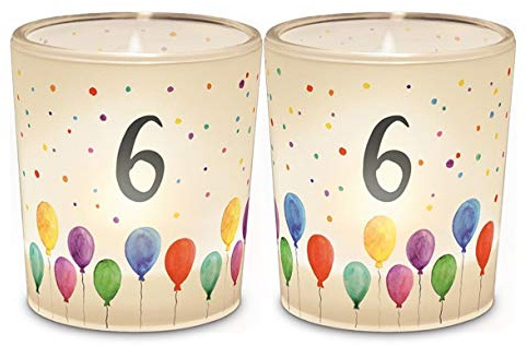 Licht + Teelicht D6H6 Geburtstag Zahl 6