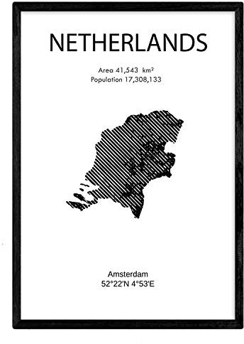 Nacnic Poster Holland. Blätter von Ländern und Kontinenten. A3 Größe
