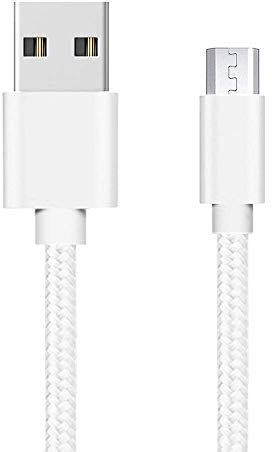 PHONILLICO Cable compatible avec Samsung Galaxy J6 2018/J6 PLUS 2018/J7 2016/J7 2017/J5 2015/J5 2016/J5 2017/J3 2016/J3 2017/J1 2016/J1 2015 - Cable Micro USB Nylon Tressé Argent Blanc 1 Metre
