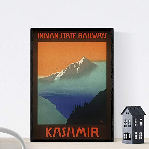 Vintage Poster Nacnic. Vintage Poster Asien. Berge von Kaschmir. A3 Größe Rahmen