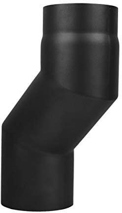 LANZZAS - Coude à décalage pour tuyau de poêle 100 mm, diamètre nominal 150 mm, couleur : noir métallisé.